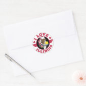 Sticker Rond I Love Illinois State Map and Flag (Enveloppe)