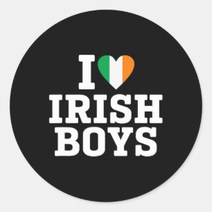 Sticker Rond I Love Irish Boys Irlande Drapeau St patrick de co