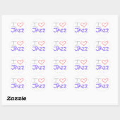 Sticker Rond I Love jazz (Feuille)