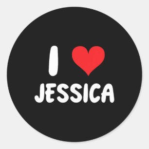 Sticker Rond I Love Jessica - Coeur - Nom