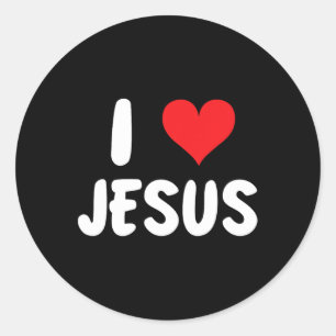 Sticker Rond I Love Jesus - Coeur - Nom