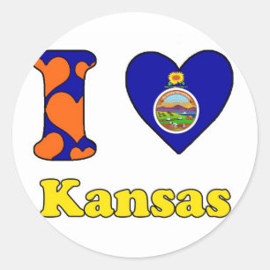 Sticker Rond I love Kansas