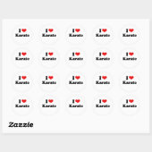 Sticker Rond I Love Karate Tshirt (Feuille)
