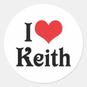 Sticker Rond I Love Keith (Devant)