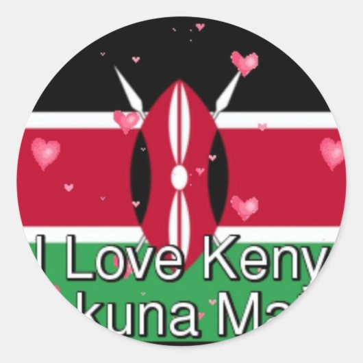Sticker Rond I Love Kenya et "Hakuna Matata" Art Print (Devant)