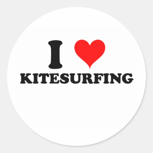 Sticker Rond I Love Kitesurf (Devant)