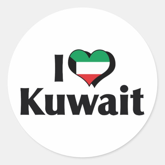 Sticker Rond I Love Kuwait Flag (Devant)