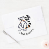 Sticker Rond I love LEMURS - Faune - Primate - Madagascar (Enveloppe)