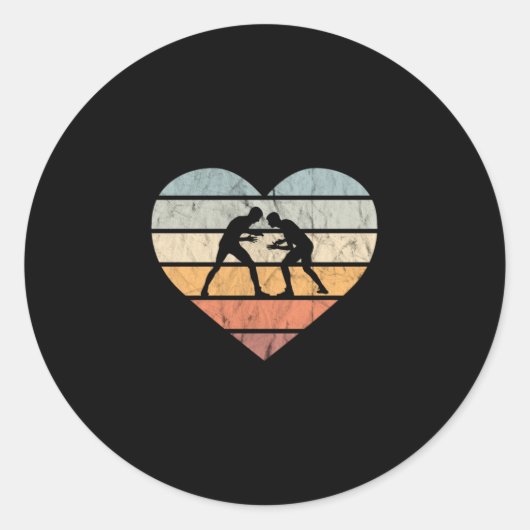 Sticker Rond I Love Lutte Coeur Rétro (Devant)