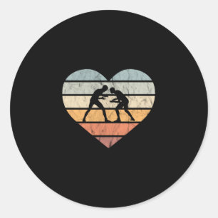 Sticker Rond I Love Lutte Coeur Rétro