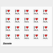 Sticker Rond I Love MA - Massachusetts (Feuille)