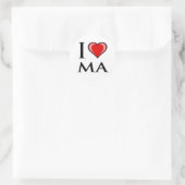 Sticker Rond I Love MA - Massachusetts (Sac)