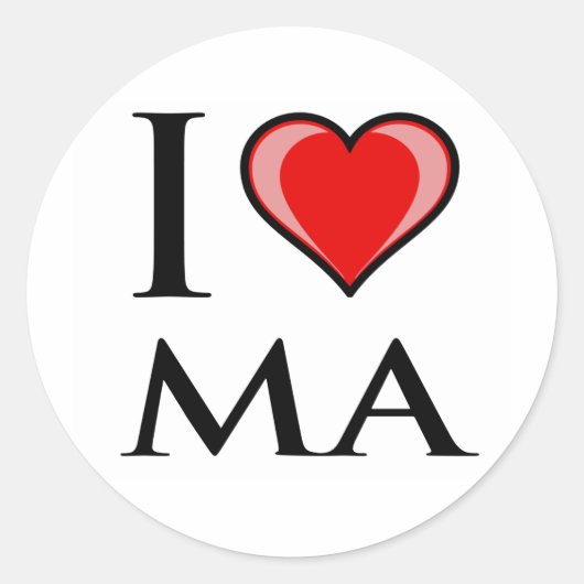 Sticker Rond I Love MA - Massachusetts (Devant)