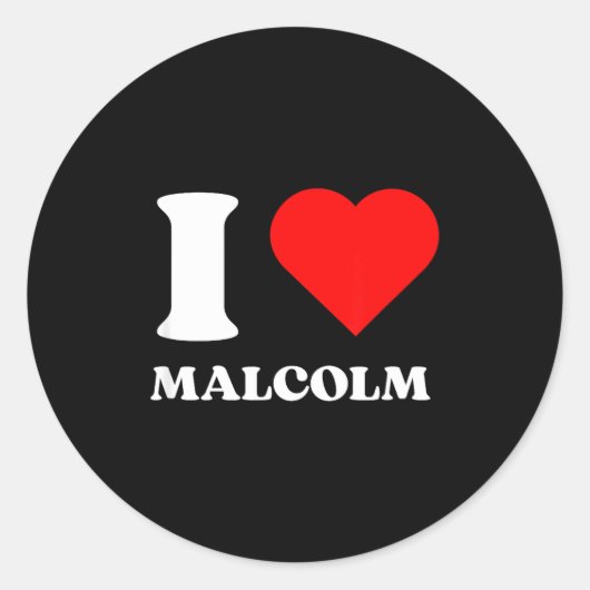 Sticker Rond I Love Malcolm I Heart Malcolm Name Y2k Valentines (Devant)