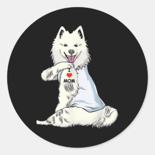 Sticker Rond I Love Maman Tattoo American Eskimo Maman Amoureux