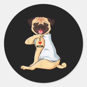 Sticker Rond I Love Maman Tattoo Carlin Maman Amoureux des chie
