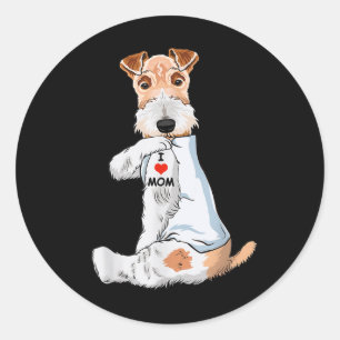 Sticker Rond I Love Maman Tattoo Wire Fox Terrier Maman Amoureu