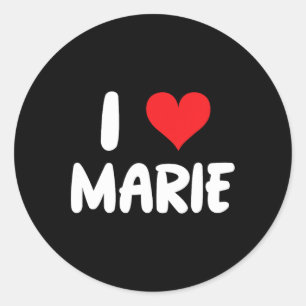 Sticker Rond I Love Marie - Coeur - Nom
