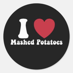 Sticker Rond I Love Mashed Potatoes Thanksgiving Diner Cadeau