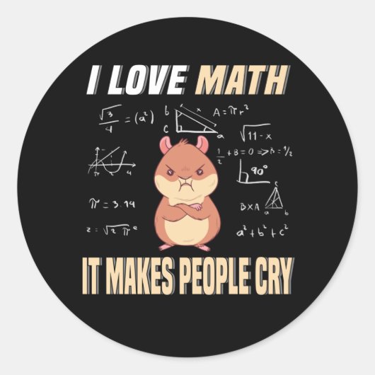 Sticker Rond I Love Math Hamster Rodent Math Genius Math (Devant)
