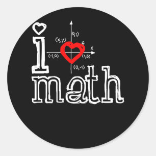 Sticker Rond I Love Math I Heart Math Mathématiques