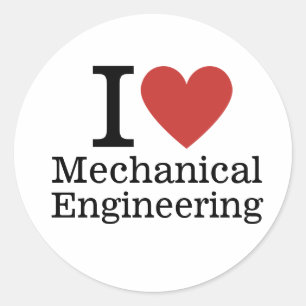 Sticker Rond I ❤️ Love Mechanical Engineering - Étudiant/Facult