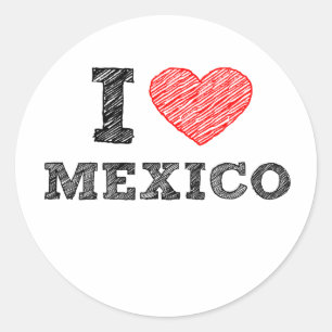 Sticker Rond I Love Mexico
