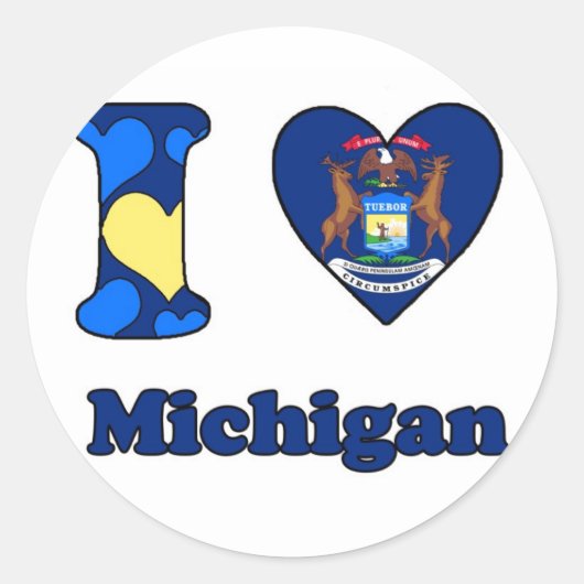 Sticker Rond I love Michigan (Devant)