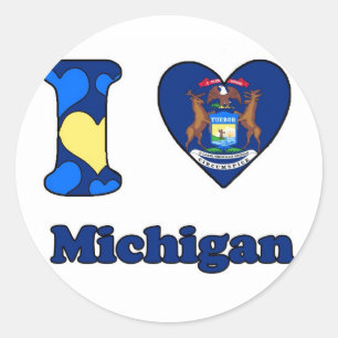 Sticker Rond I love Michigan