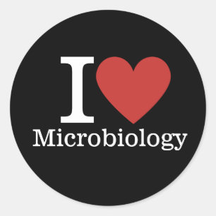 Sticker Rond I ❤️ Love Microbiologie pour les étudiants/Faculté