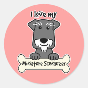 Sticker Rond I Love Miniature Schnauzers