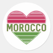 Sticker Rond I Love Morocco, coeur marocain (Devant)