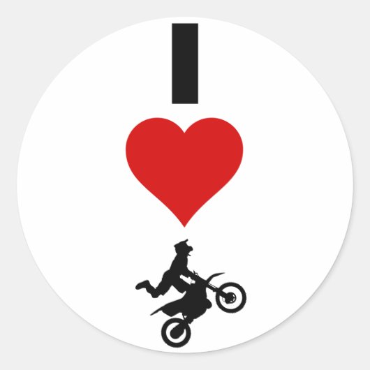 Sticker Rond I Love Motocross (Vertical) (Devant)