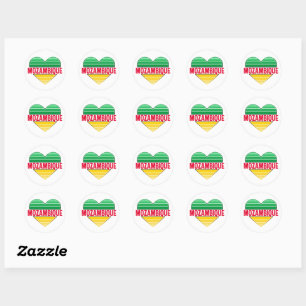 Sticker Rond I Love Mozambique, le coeur mozambicain