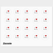 Sticker Rond I Love Music (Feuille)