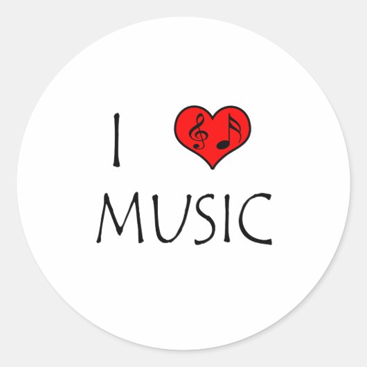 Sticker Rond I Love Music (Devant)