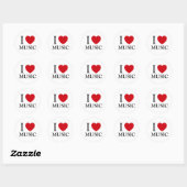 Sticker Rond I Love Music (Feuille)