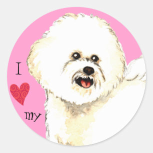 Sticker Rond I Love my Bichon Frise
