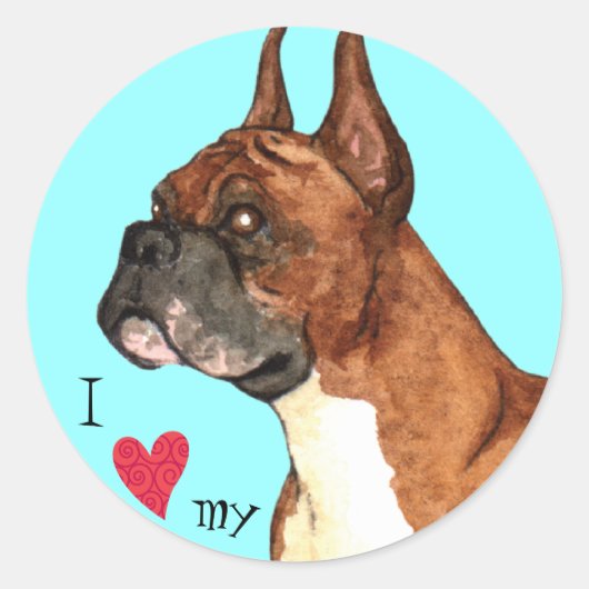Sticker Rond I Love my Boxer (Devant)