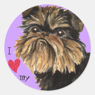 Sticker Rond I Love my Brussels Griffon