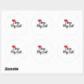 Sticker Rond I love my Cat (Feuille)