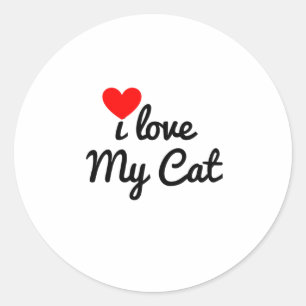 Sticker Rond I love my Cat