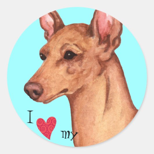 Sticker Rond I Love my Cirneco dell'Etna (Devant)