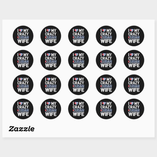 Sticker Rond I Love My Crazy Cuban Wife Funny Husband Cuba Prid (Feuille)
