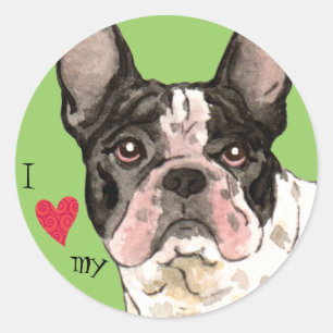 Sticker Rond I Love my French bulldog