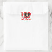 Sticker Rond I Love My Girlfriend Photo Texte personnalisé (Sac)
