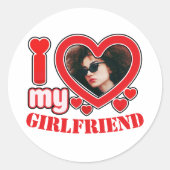 Sticker Rond I Love My Girlfriend Photo Texte personnalisé (Devant)