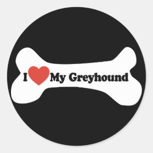 Sticker Rond I Love My Greyhound - Chien Bone