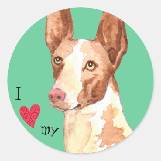 Sticker Rond I Love my Ibizan (Devant)