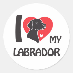 Sticker Rond I Love My Labrador - Loyal Amoureux des chiens Des